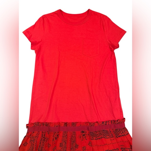 Sacai Bandana Print T-shirt Dress in Red Size 3/ US Large-10 - Picture 6 of 14